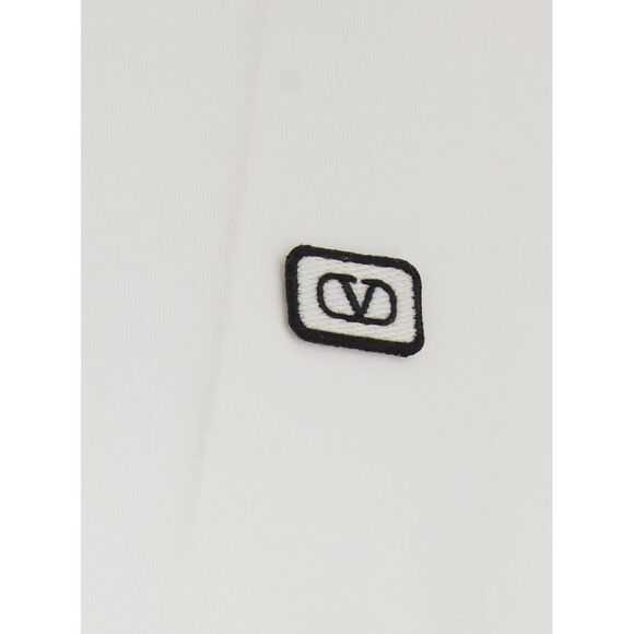 Valentino Men White Crewneck T-Shirt With Vlogo On The Front In Cotton Man